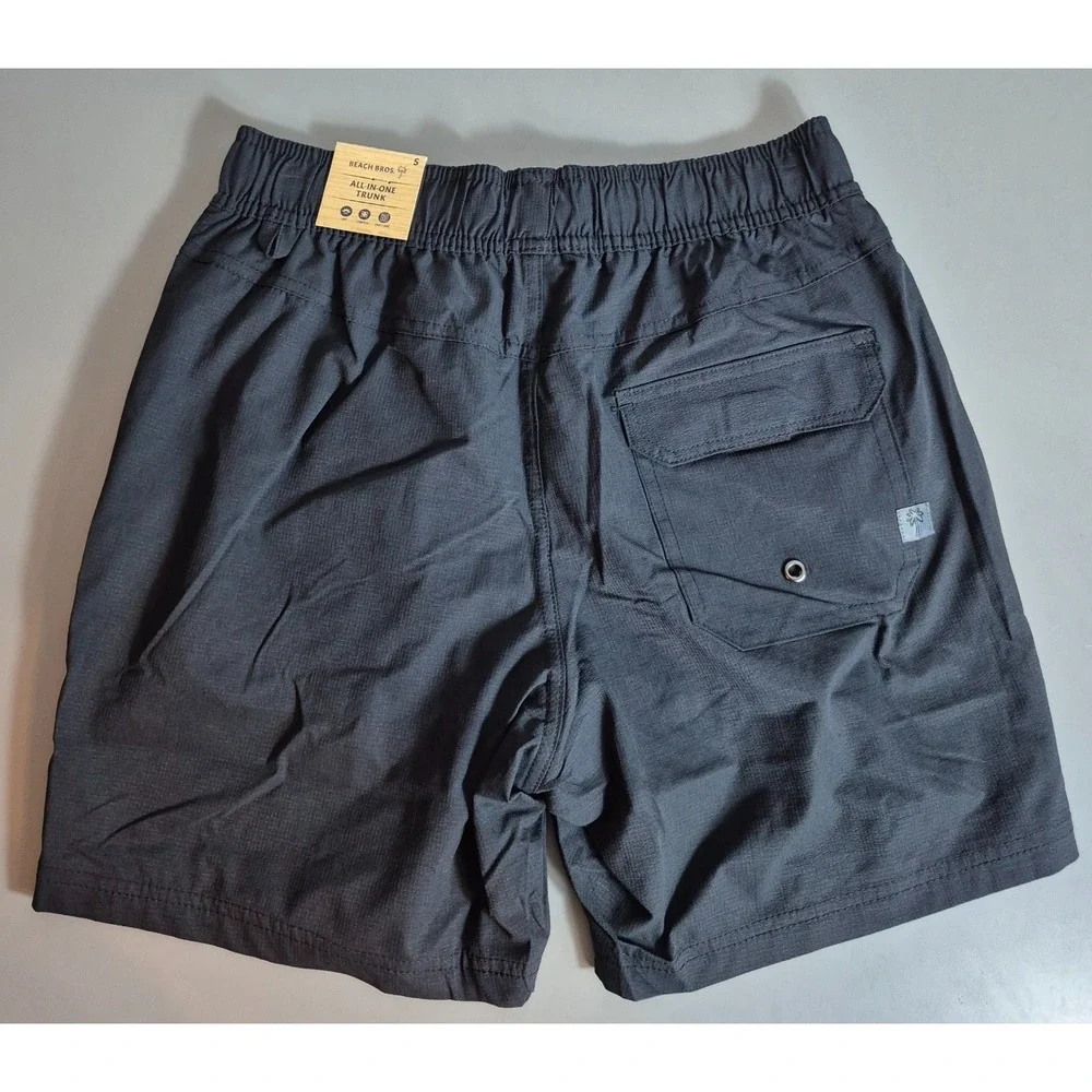 Beach Bros Mens All In One Swim Trunks Black Drawstring Small NEW NWT